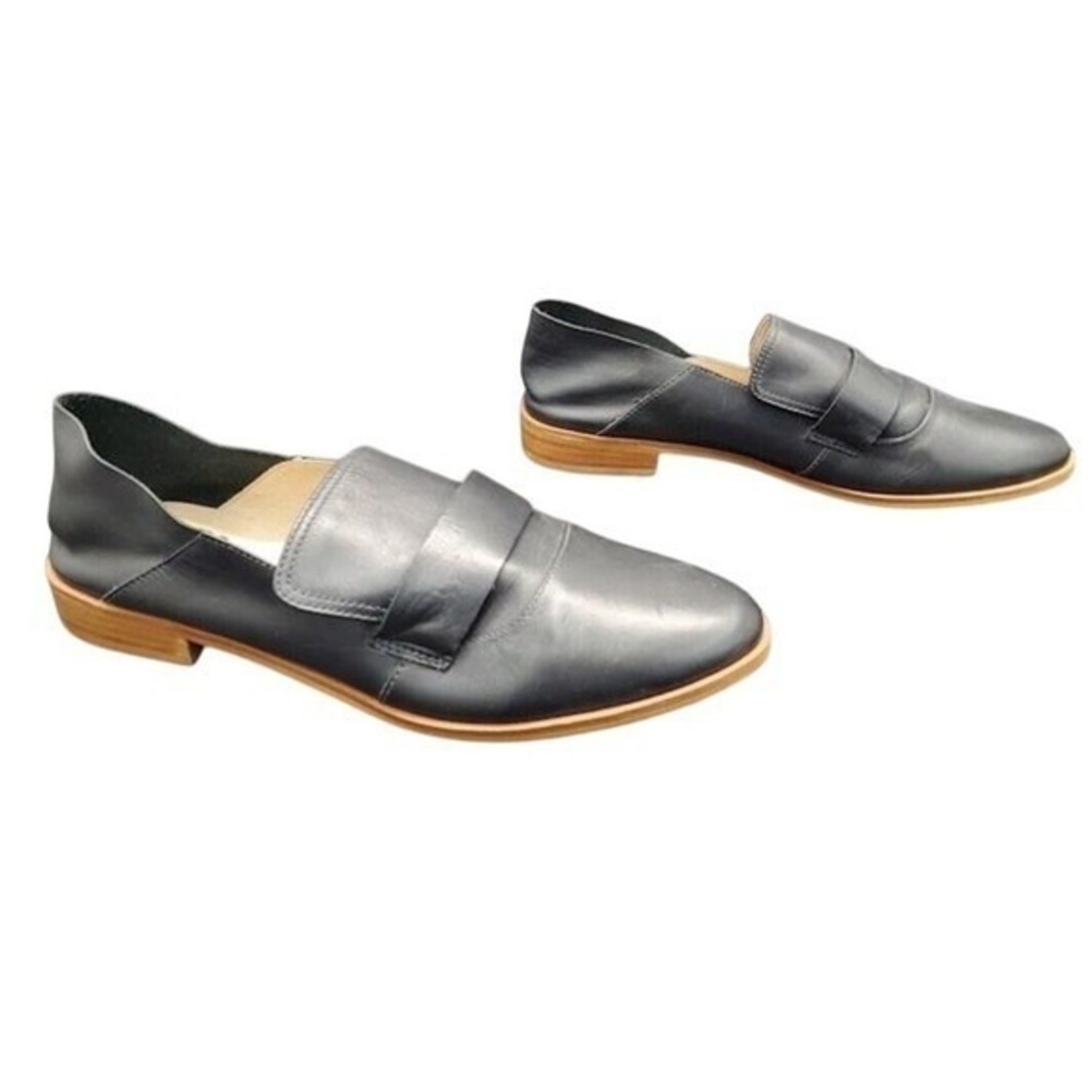Blind Faith Womens Black Leather Almond Toe Cutout Loafers Made in Brazil 8.5M